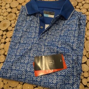 PGA Tour Blue and White Patterned Polo Shirt